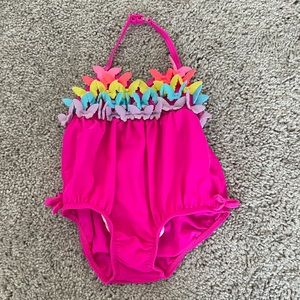 Pink halter bathing suit with butterflies